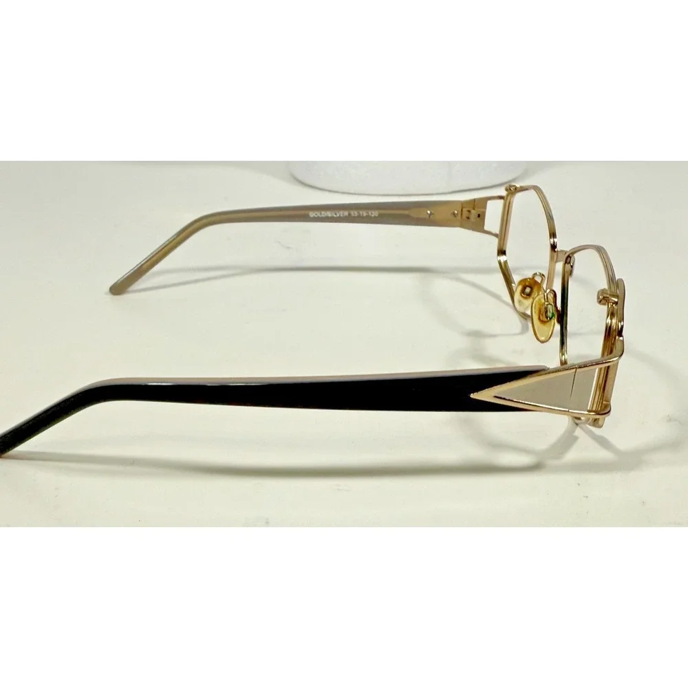Bella Italia Eyeglass Frame Womens 53-19-130 Gold Silver Hexagonal Geometric 311